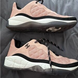 CHANEL Women's Blush and Black Sneakers